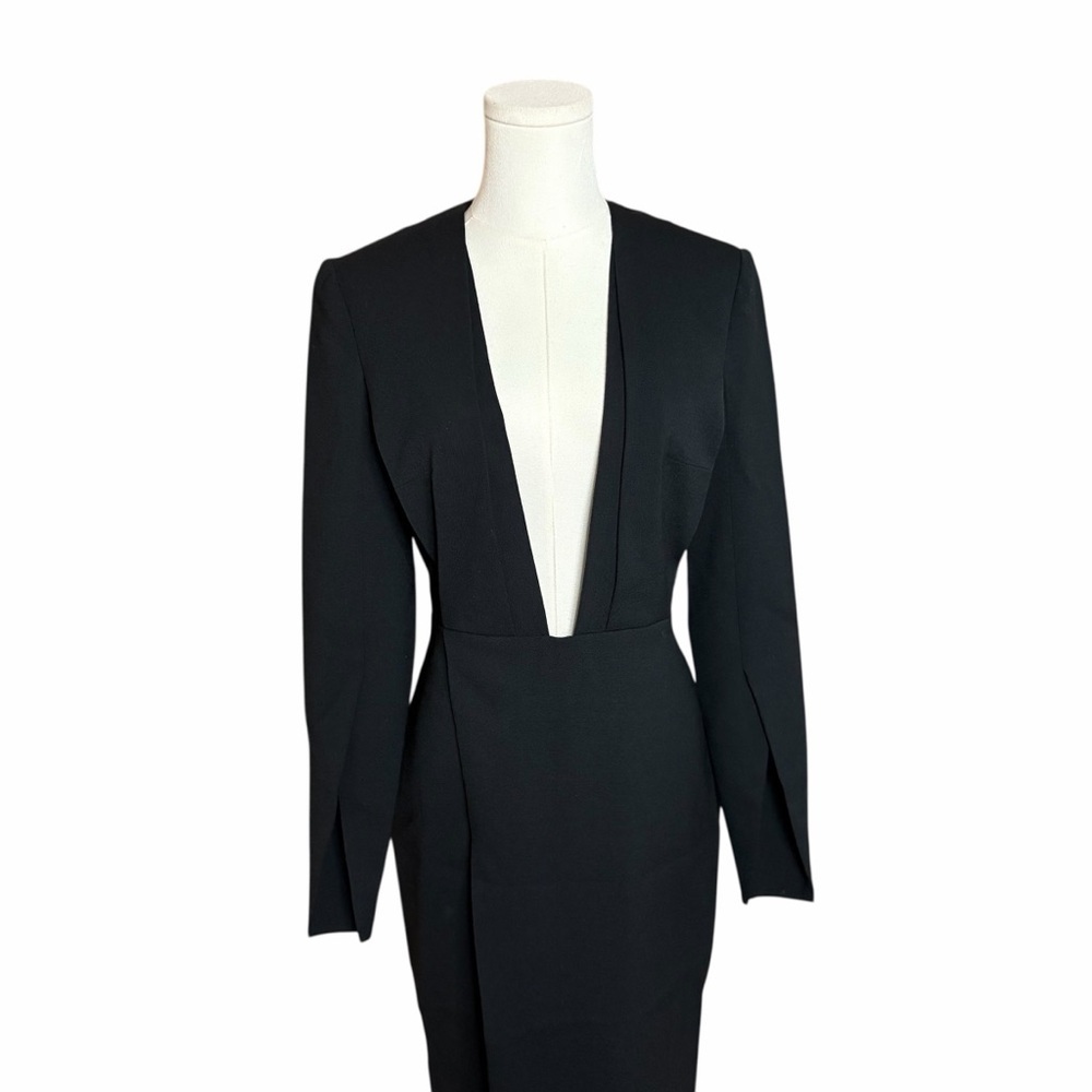 Protagonist | Black Long Sleeve Plunge Midi Dress | Size 0 | Luxury | NWT